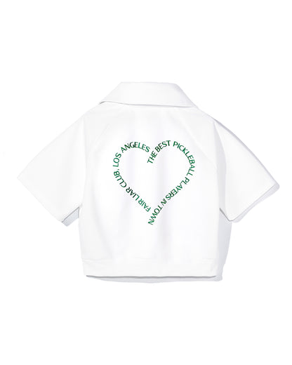 HEART LOGO HALF  ZIP PULLOVER - White