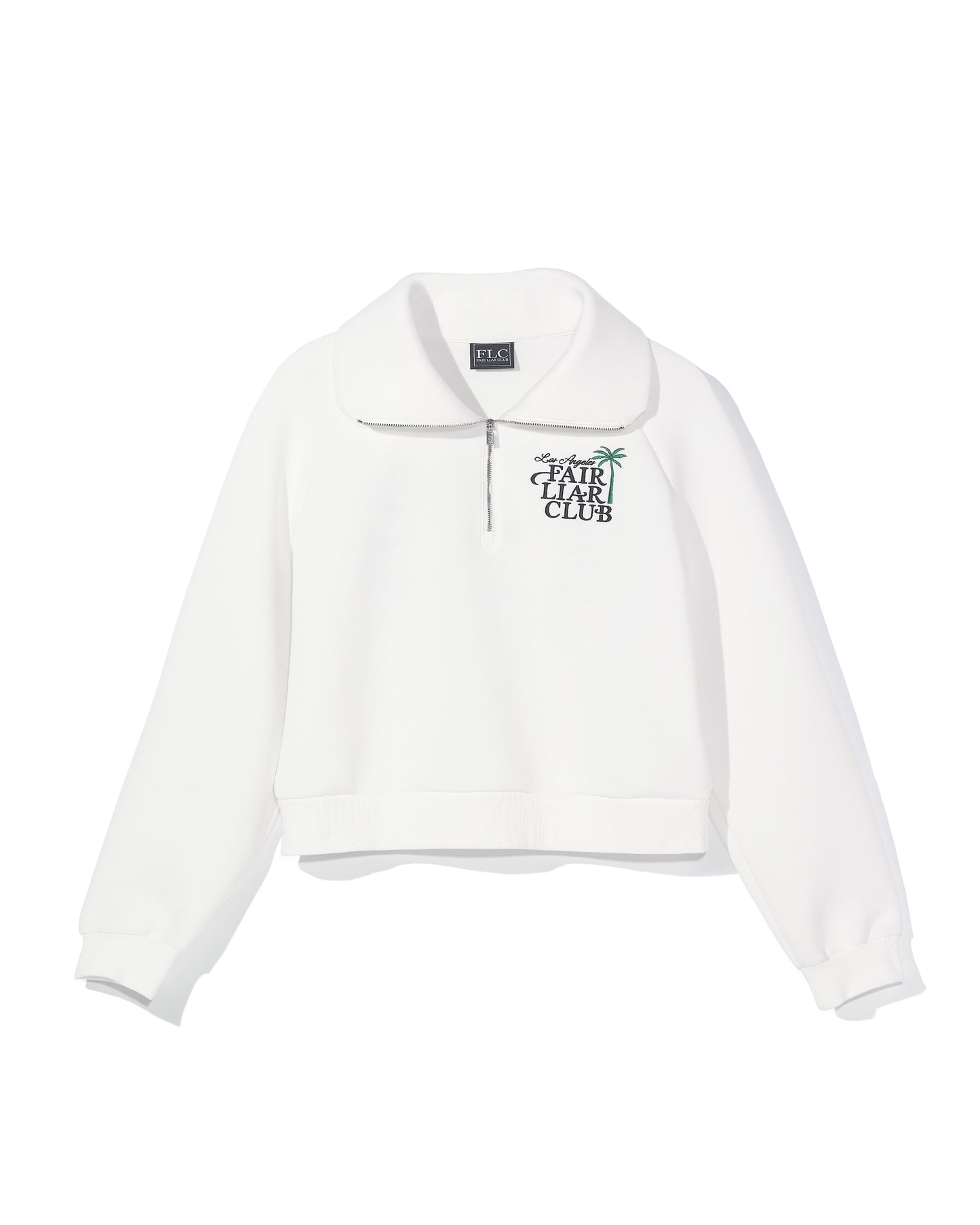 UNISEX PALM TREE HALF ZIP PULLOVER - ivory