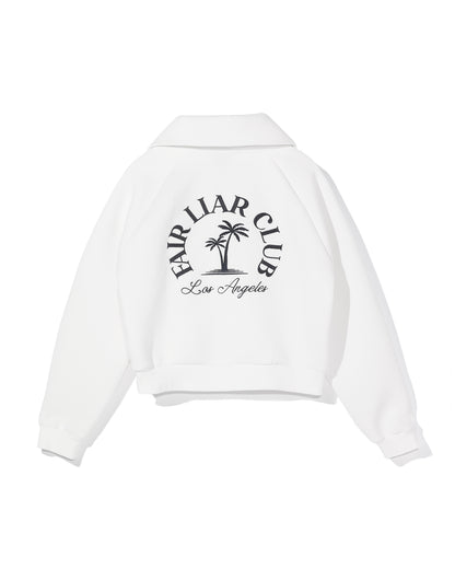 UNISEX PALM TREE HALF ZIP PULLOVER - ivory