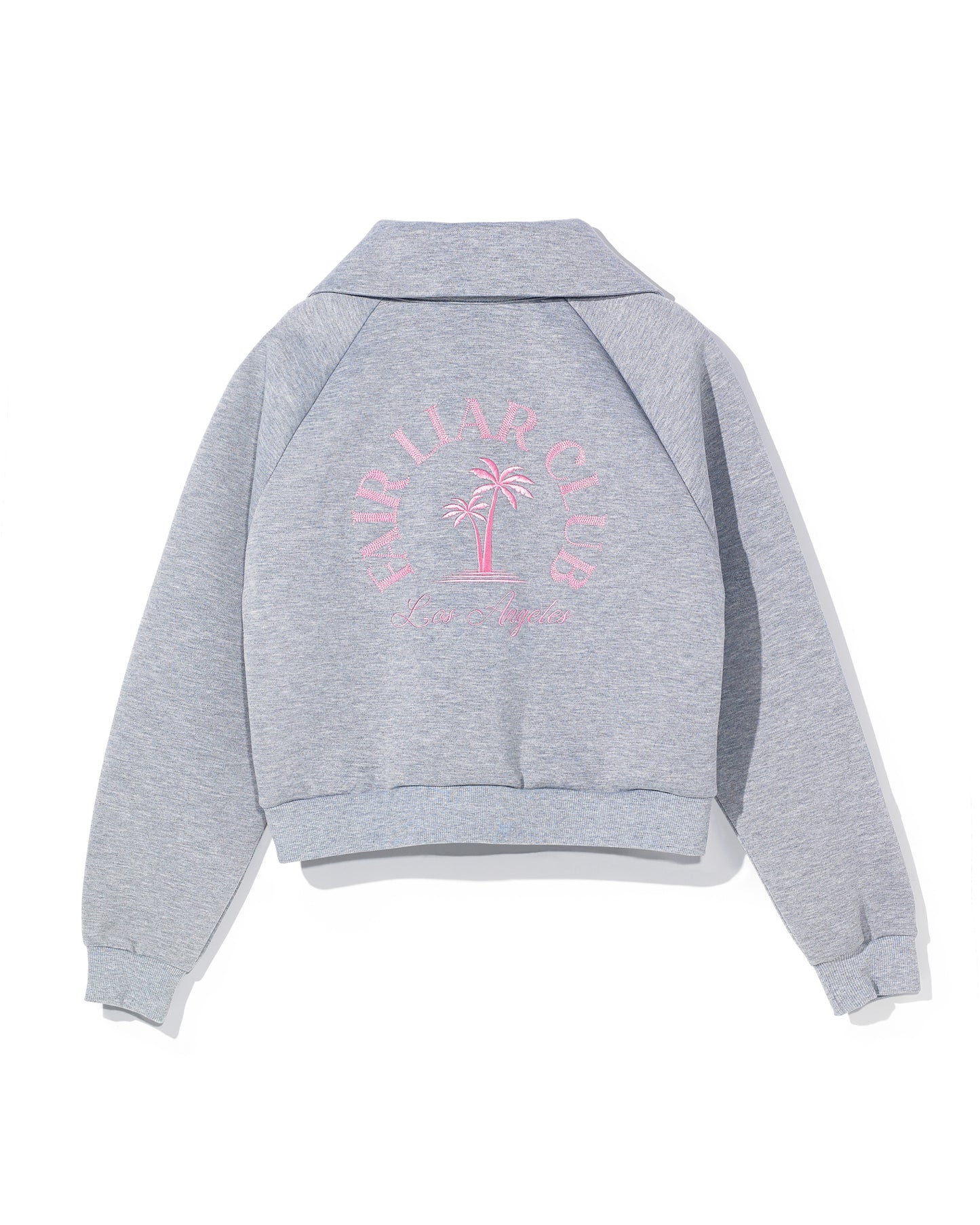 UNISEX PALM TREE HALF ZIP PULLOVER - Melange Grey