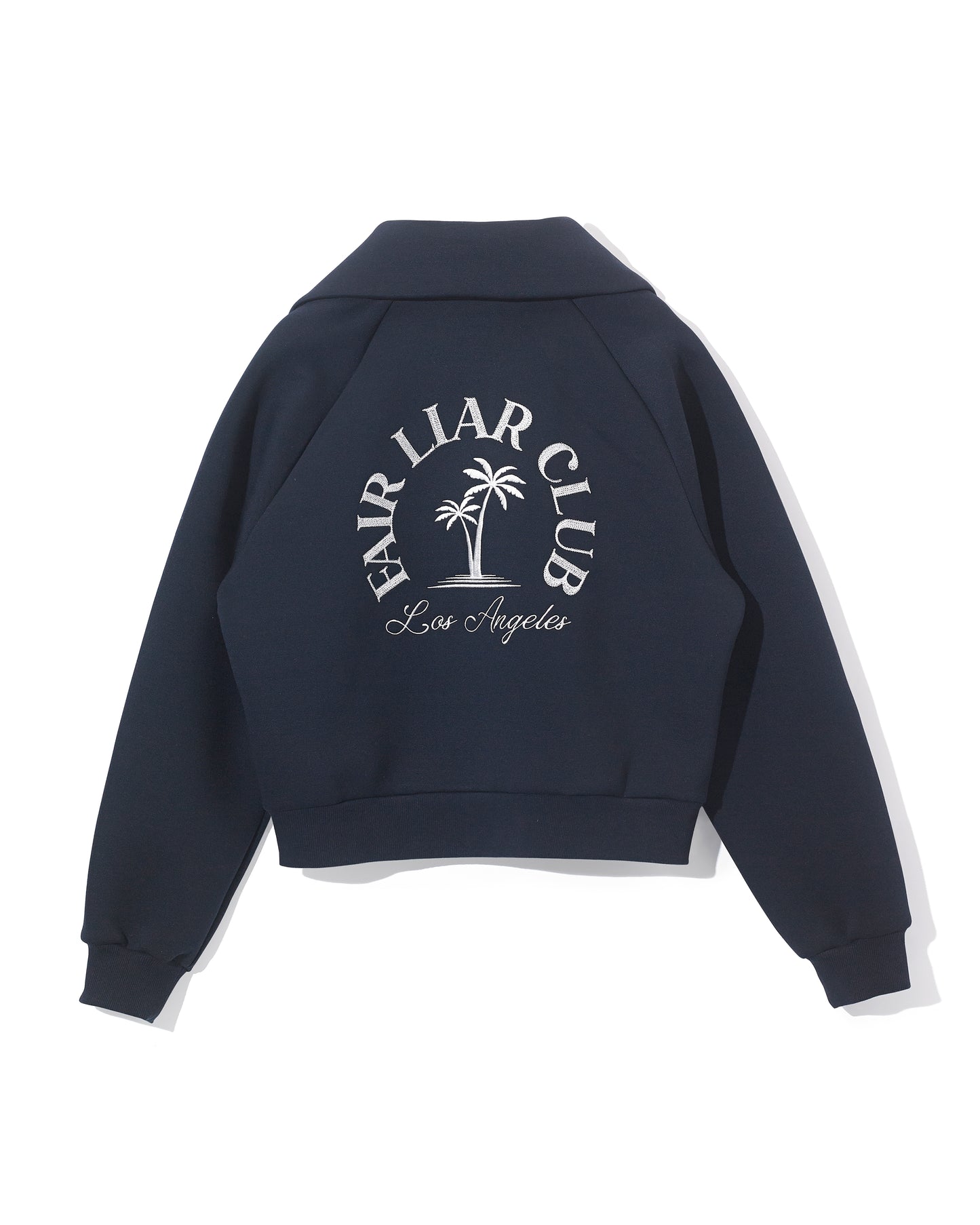 UNISEX PALM TREE HALF ZIP PULLOVER - Navy