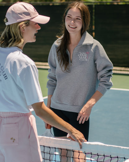 UNISEX PALM TREE HALF ZIP PULLOVER - Melange Grey