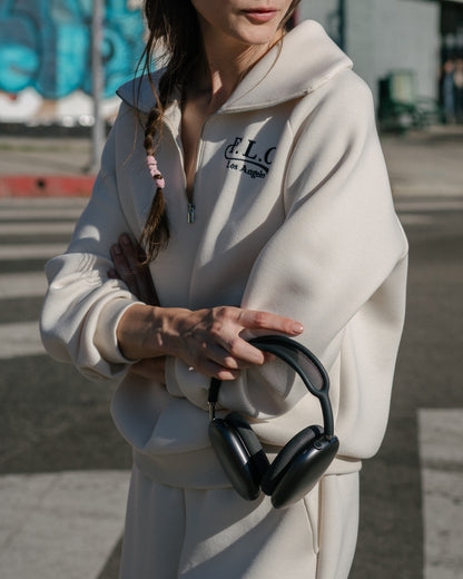 FLC HALF ZIP SIGNATURE PULLOVER - Cream